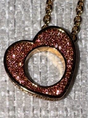 Kurt Geiger Gold Heart Pendant with Pink jewels Necklace with Red Pouch